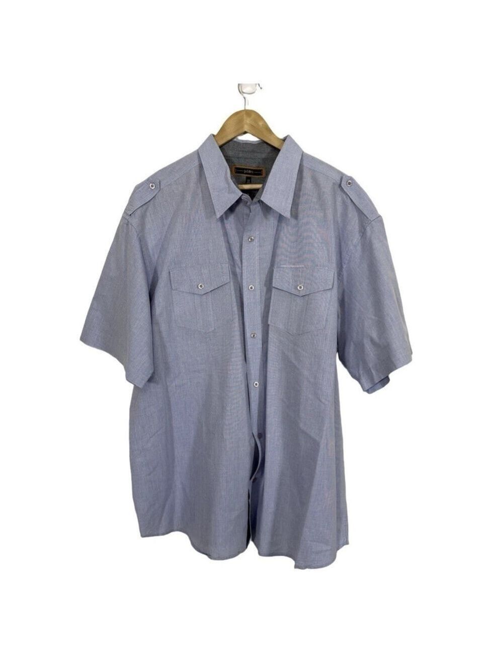 Pd&c Chambray Camp Shirt Men’s 4X Blue Short Sleeve Button Down Casual Work